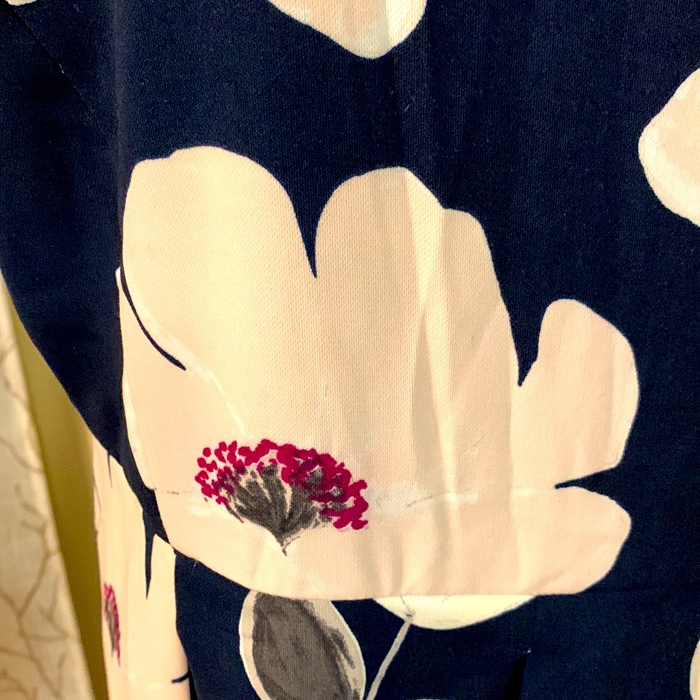 AnnTaylor Blue Floral Pleated Garden Party Office Church Dress size 16 - Picture 5 of 14